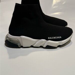 Balenciaga Black and White Knit Sneakers Speed 2.0